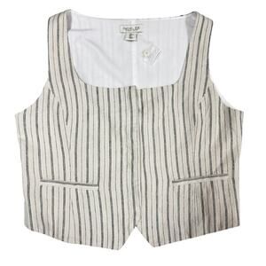 Rachel Zoe Striped Linen Blend Vest Women’s Size L NWT Tailored Waistcoat